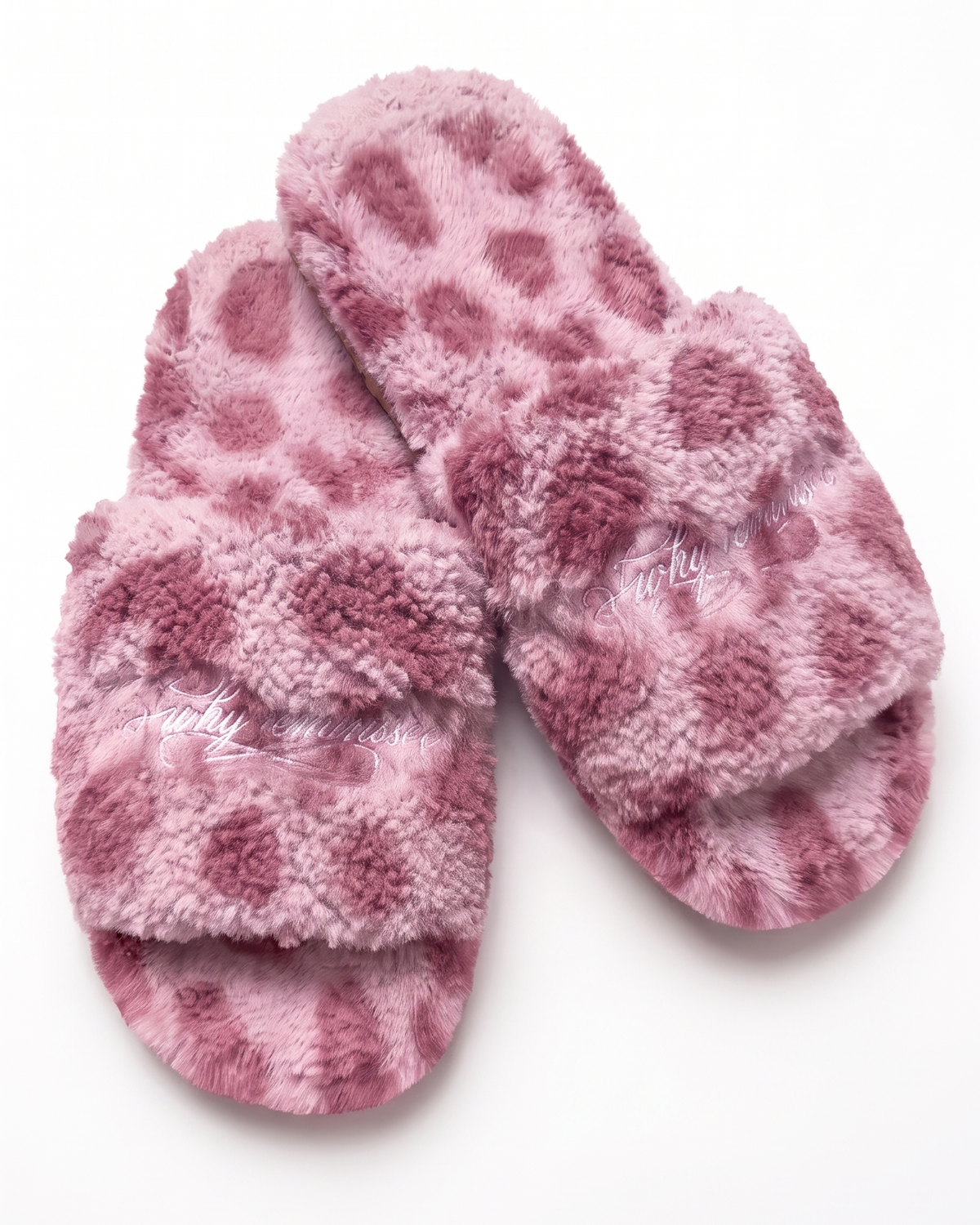 'pink jungle' fur slides